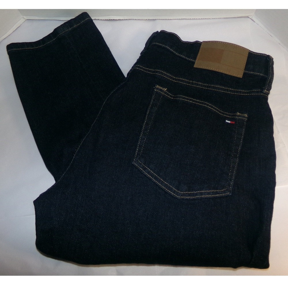 Tommy Hilfiger Mens 36 x 32 Slim Fit Jeans Dark Wash Indigo Denim New